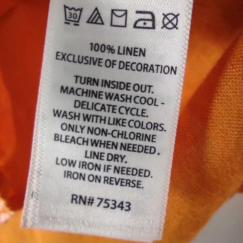 House of Harlow 100% linen top size XS orange yellow embroidered cap sle… boho - Picture 5 of 6